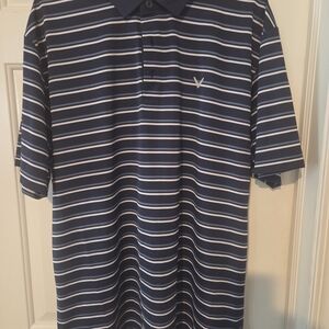 Callaway Men's Navy and White Striped Polo Shirt